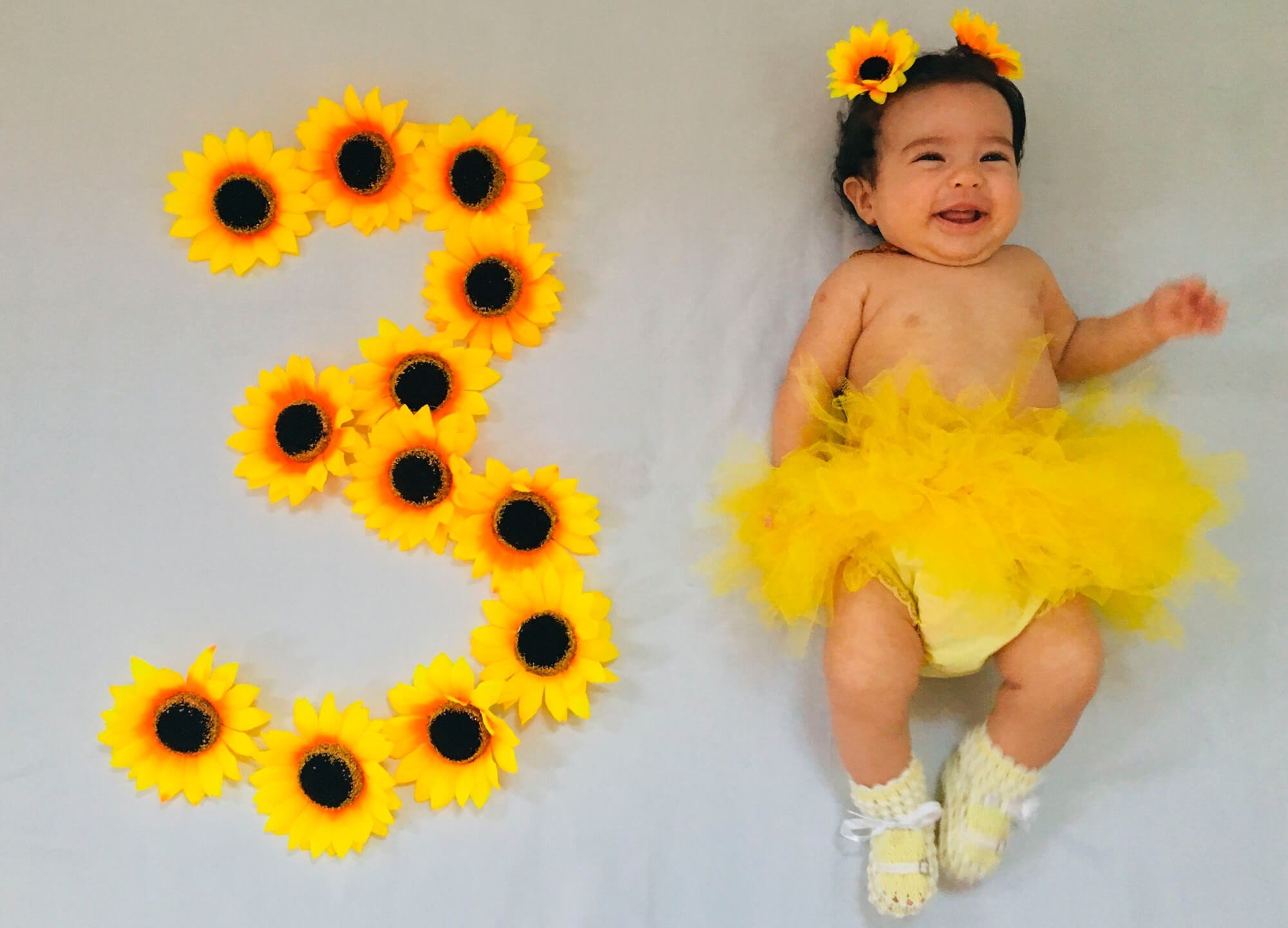 3 meses mesversario roupa girassol
