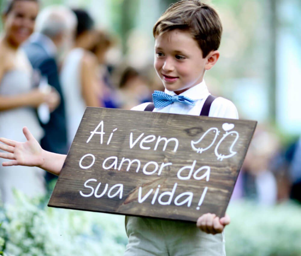 Pajem Plaquinha Cerimônia de Casamento