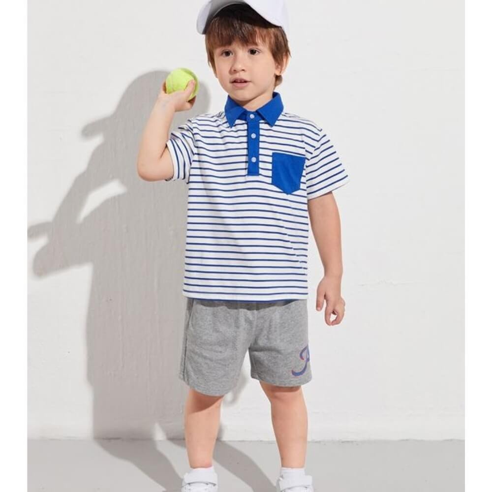Camisa Polo com Shorts Cinza