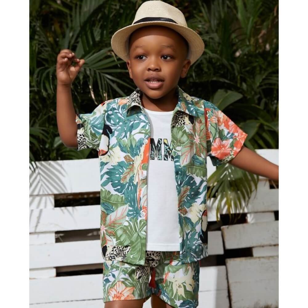 Conjunto Floral com Chápeu