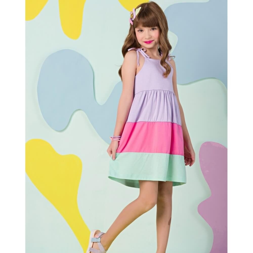 Vestido com Listras Largas