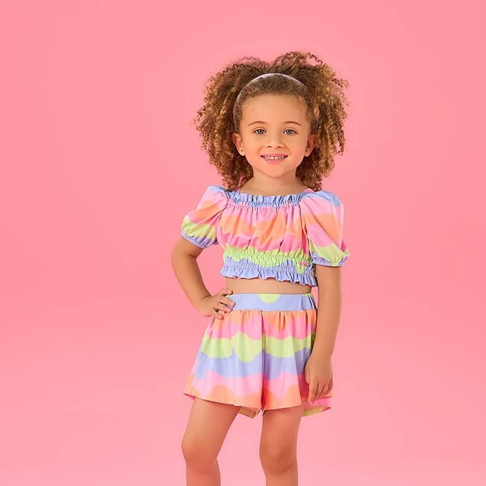 Conjunto Infantil Feminino Colorido para o Verão