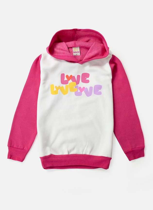 Conjunto Infantil Menina Moletom Love Pink 0201 Laluna