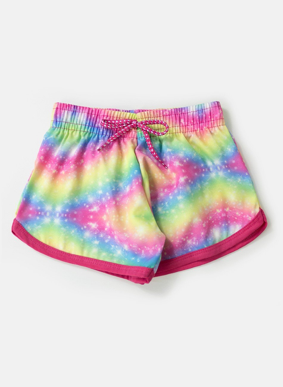 Shorts Infantil Tactel Arco Íris Multicolorido 103 - LaLuna
