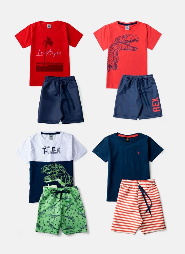 Kit Sortido peças de Roupa Infantil Menino camisetas
