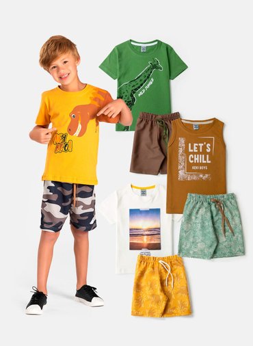 Kit Sortido peças de Roupa Infantil Menino camisetas