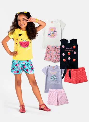 Kit Sortido peças de Roupa Infantil Menina camisetas