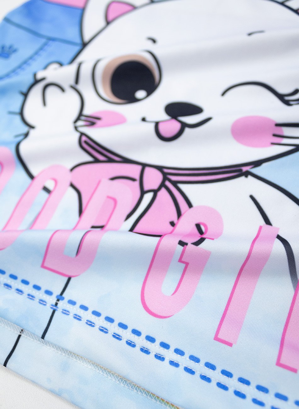 Vestido Infantil Manga Curta Gatinho Good Girl Rosa 0230 - Laluna