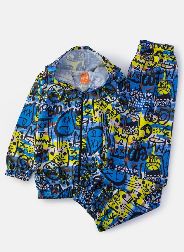 Conjunto Infantil Menino Corta Vento C/Capuz Street Art