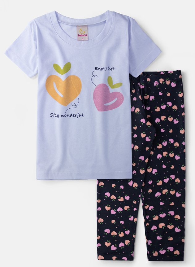 Conjunto Infantil Menina Meia Estação Enjoy Life Branco 0453 - Laluna