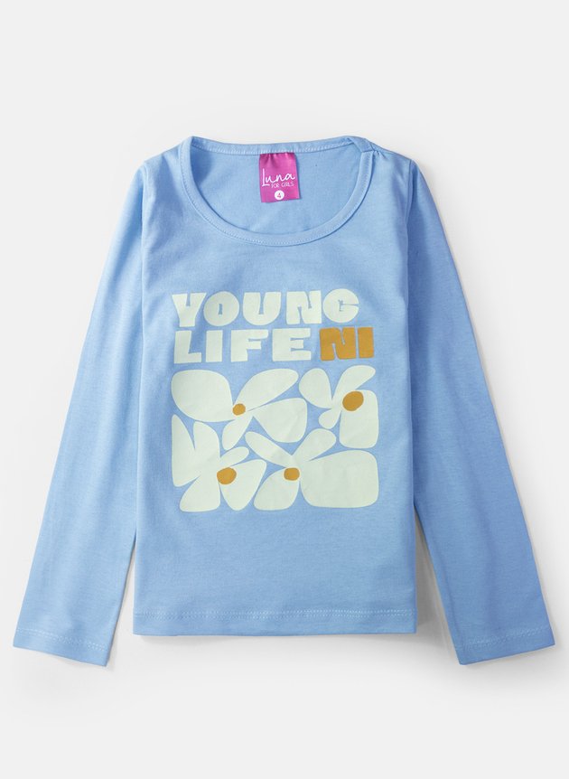 Conjunto Infantil Menina Meia Estação Yong Life Azul Bebê 0628