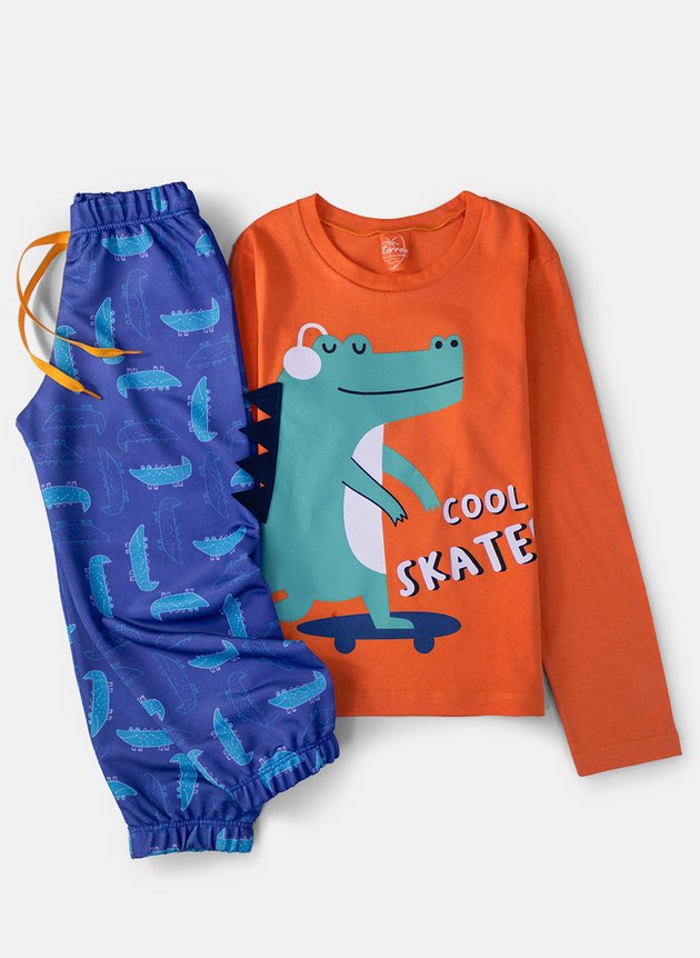 Conjunto Infantil Menino Meia Estação Cool Skater Laranja 0322