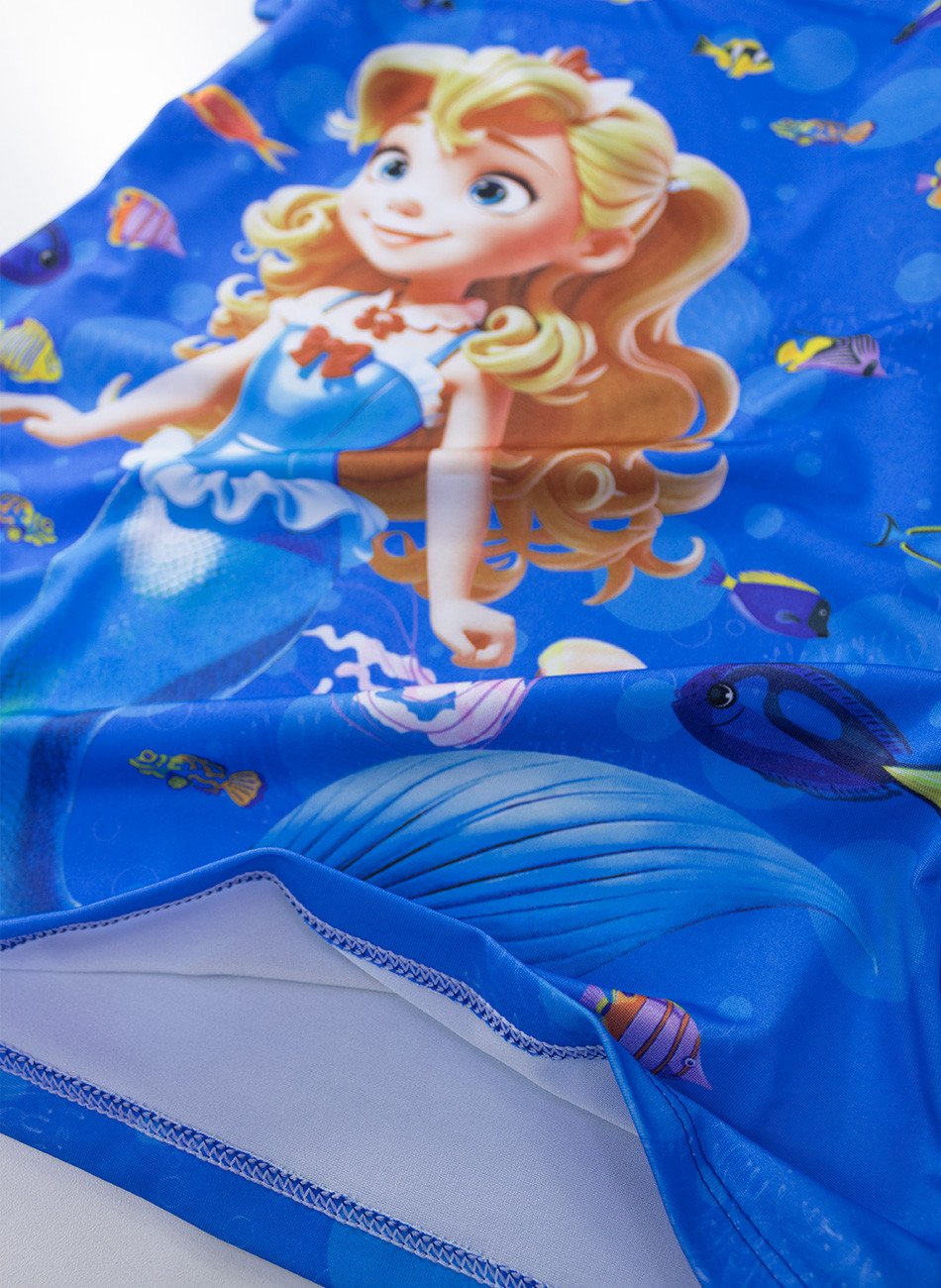 Vestido Infantil Manga Curta Sereia Azul 130 - Laluna