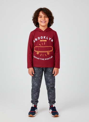 Conjunto Infantil Meia Estação Menino C/Capuz Brooklyn Skateboard