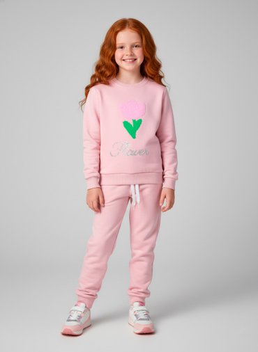 BABYL ロンT(L) LEGEND L FORTH Conjunto Infantil Menina Moletom Flower Rosa 0638 - Laluna