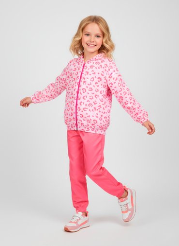 Conjunto Infantil Menina Corta Vento C/Capuz Animal Print Rosa 150 - Laluna Conjunto Infantil Menina Corta Vento C/Capuz Animal Print Rosa 150 - Laluna