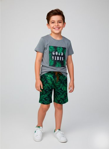 Conjunto Infantil Menino Good Vibes Mescla 0091 - Torrox Conjunto Infantil Menino Good Vibes Mescla 0091 - Torrox