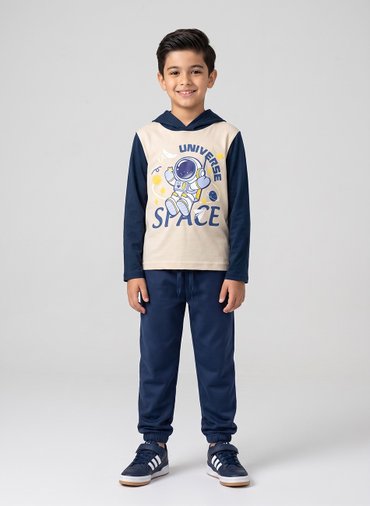 Conjunto Infantil Menino Meia Estação Universe Space Bege 0119 - Keki Boys Conjunto Infantil Menino Meia Estação Universe Space Bege 0119 - Keki Boys