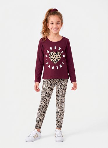 Conjunto Infantil Menina Meia Estação Forever Bordo 528 - Laluna Conjunto Infantil Menina Meia Estação Forever Bordo 528 - Laluna