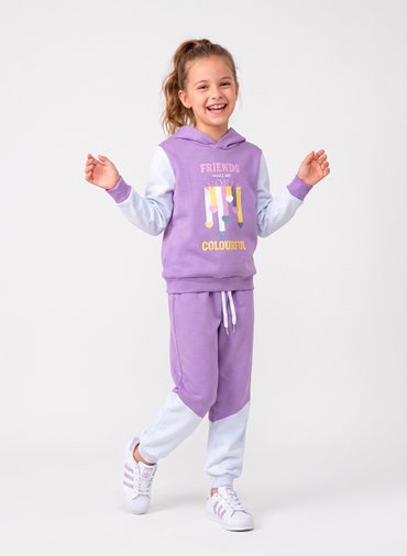 Conjunto Infantil Menina Moletom C/Capuz Conjunto Friends Lilás 405 - Laluna Conjunto Infantil Menina Moletom C/Capuz Conjunto Friends Lilás 405 - Laluna