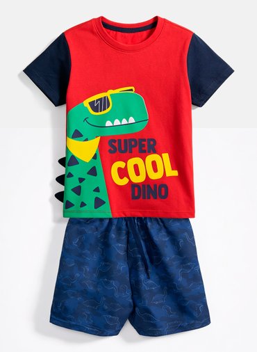 Conjunto Infantil Menino Dinossauro Vermelho 386 - Keki boys Conjunto Infantil Menino Dinossauro Vermelho 386 - Keki boys