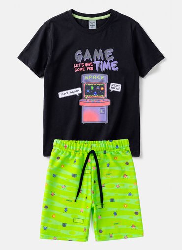 Conjunto Infantil Masculino Game Time Preto 061 - Keki Boys Conjunto Infantil Masculino Game Time Preto 061 - Keki Boys