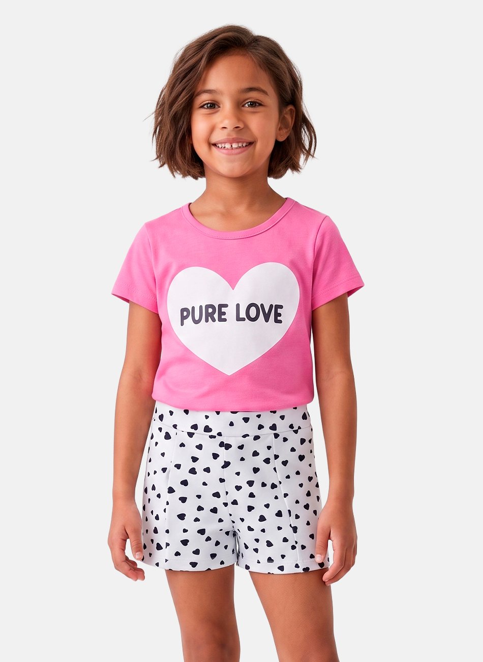 Conjunto Infantil Menina Pure Love Rosa 0669 - Laluna