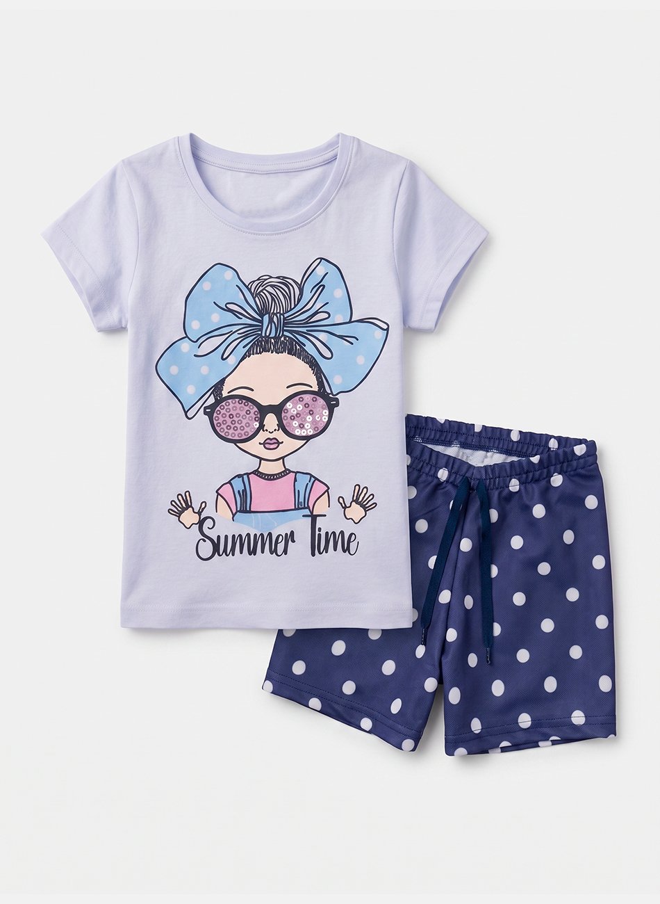 Conjunto Infantil Menina Summer Time Branco 0501 - Laluna
