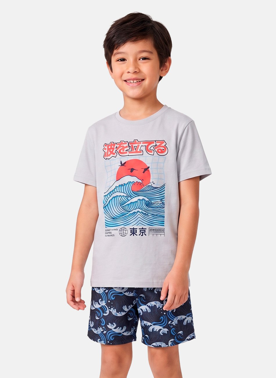 Conjunto Infantil Menino Ondas Cinza 75 - Boys Brigade