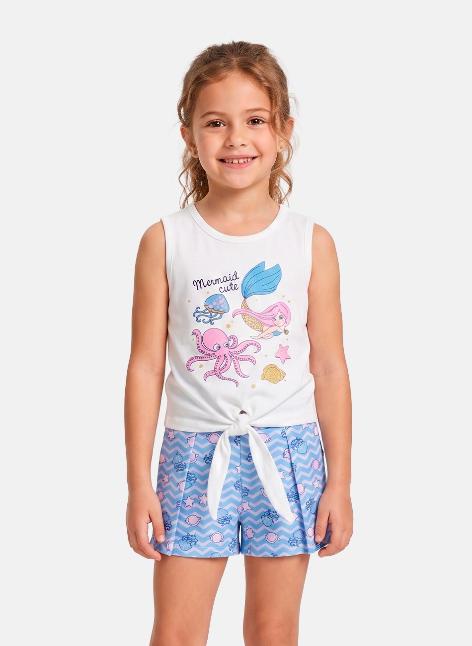 Conjunto Infantil Menina Mermaid Cute Creme 04 - Laluna