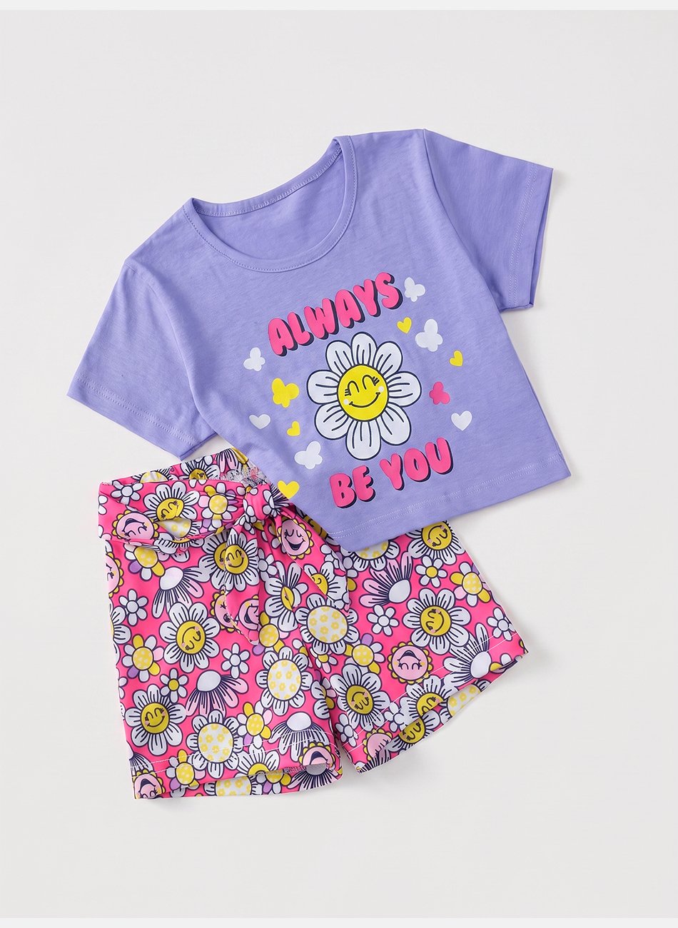 Conjunto Infantil Menina Always Be You Flor Lil&aacute;s 0664 - Laluna