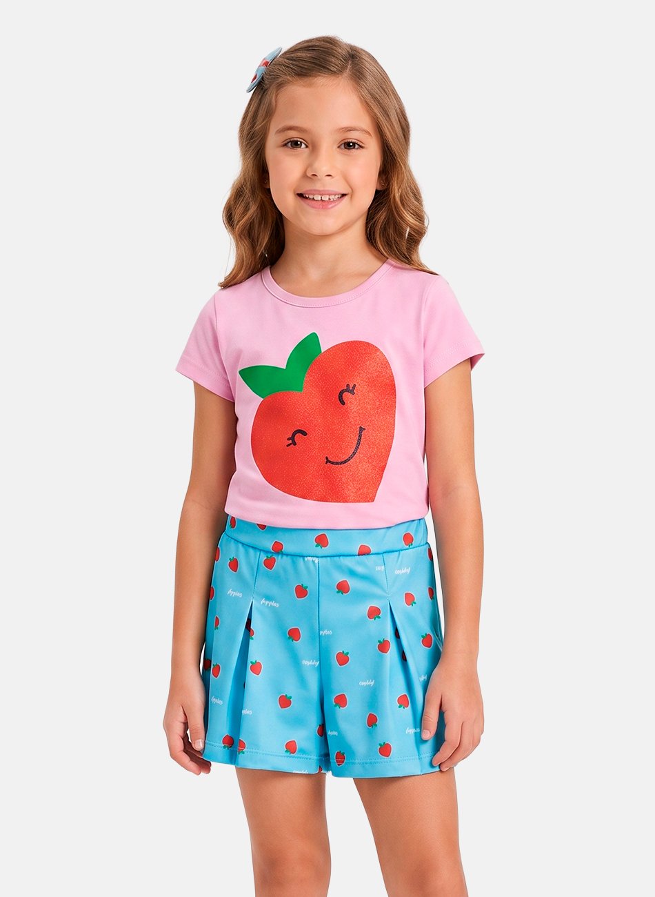 Conjunto Infantil Menina Frutas Rosa 523 - Laluna
