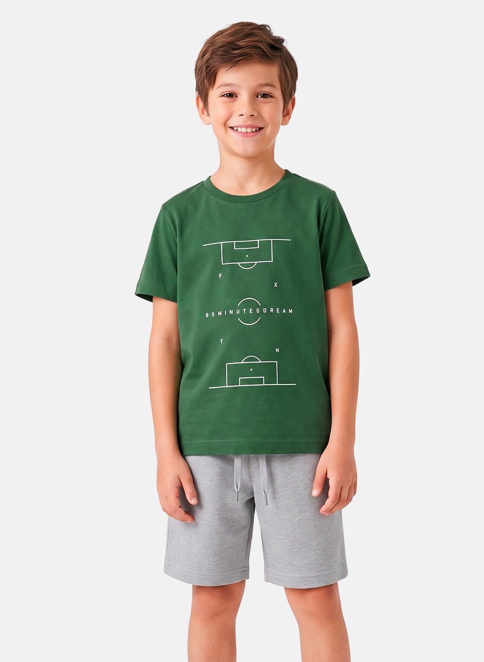 Conjunto Infantil Menino Campo De Futebol Verde 0381 - Keki Boys