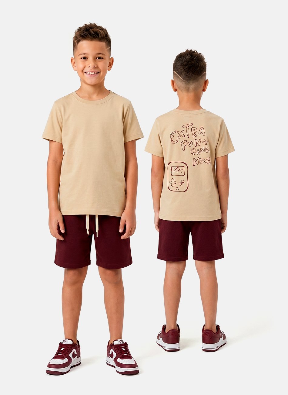 Conjunto Infantil Menino Extra Fun Game News Caqui 097 - Keki Boys