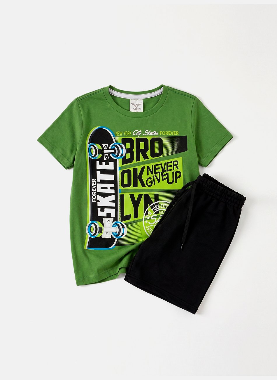 Conjunto Infantil Masculino Forever Skate Verde 0264 - Keki Boys