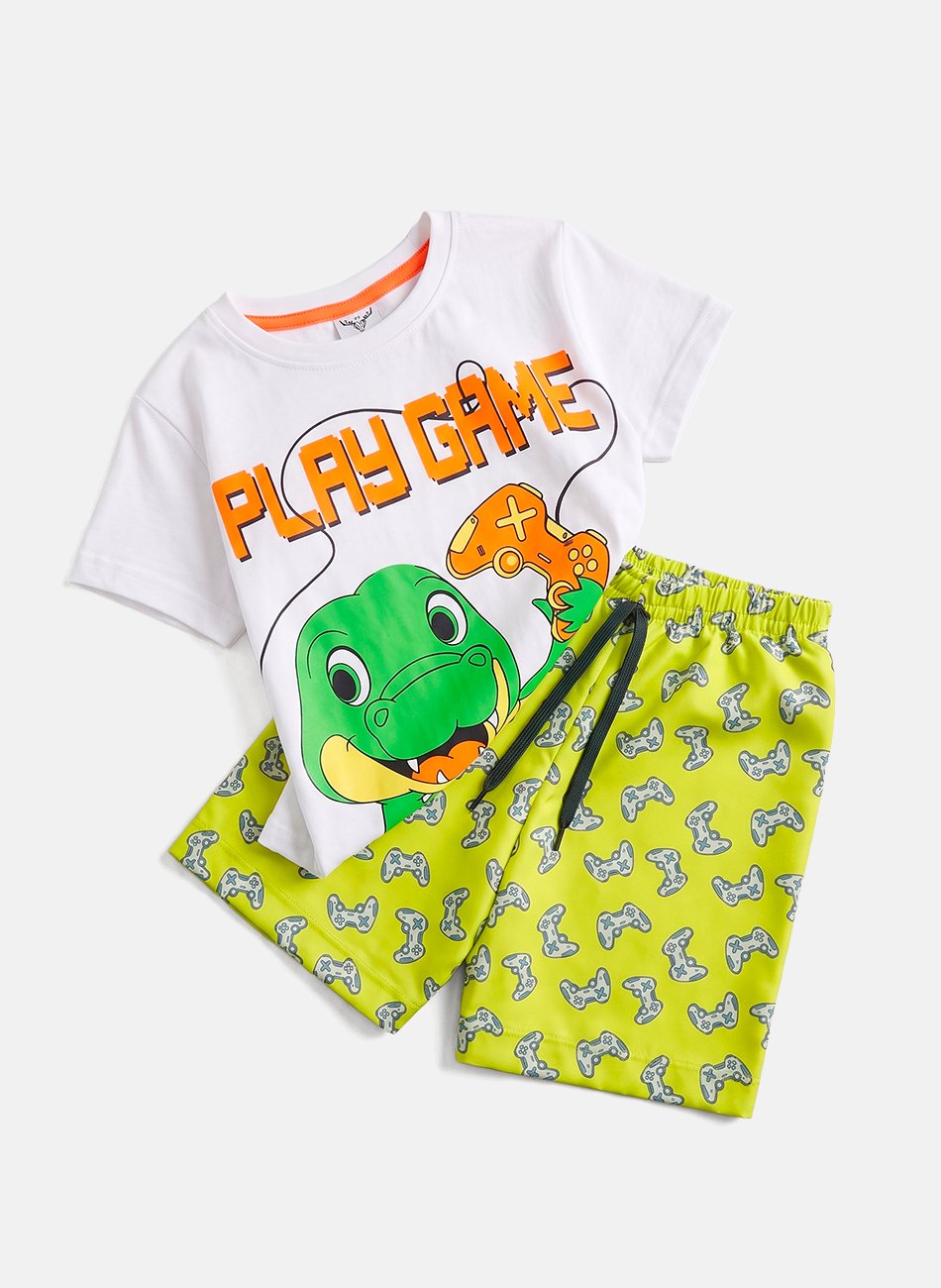 Conjunto Infantil Menino Play Game Branco 0340 - Keki Boys