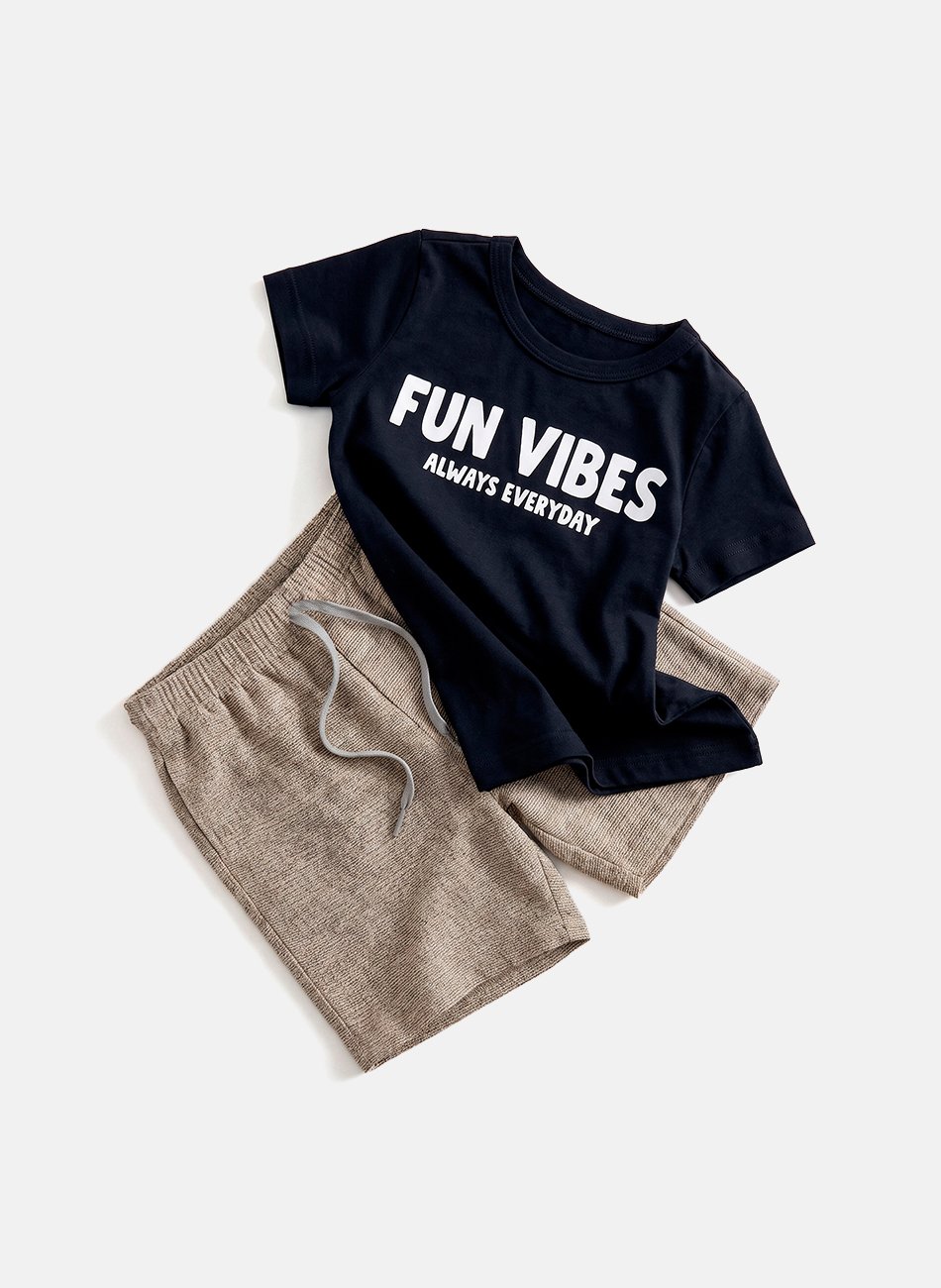 Conjunto Infantil Menino Fun Vibes Always Preto 0379 - Keki Boys